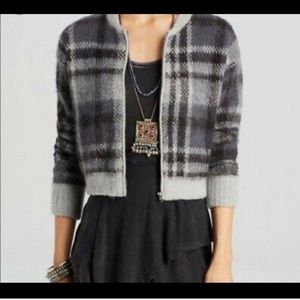 Free People plaid wool zip jacket